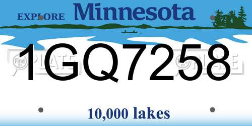 1GQ7258 Minnesota License Plate