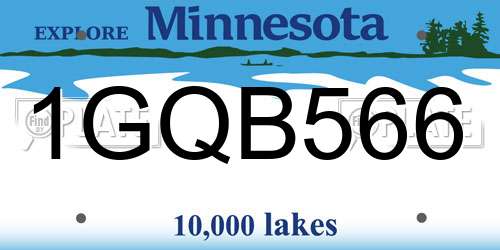 1GQB566 Minnesota License Plate