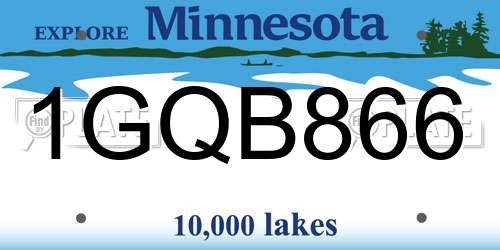 1GQB866 Minnesota License Plate