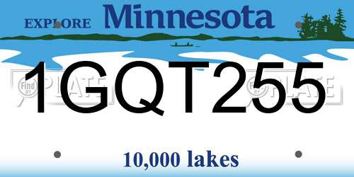 1GQT255 Minnesota License Plate