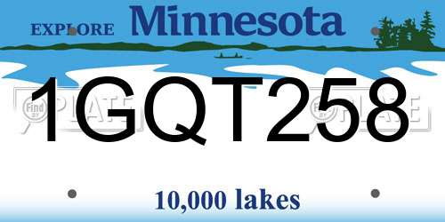 1GQT258 Minnesota License Plate