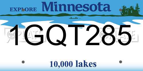 1GQT285 Minnesota License Plate