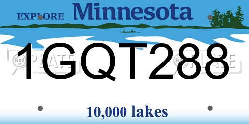 1GQT288 Minnesota License Plate