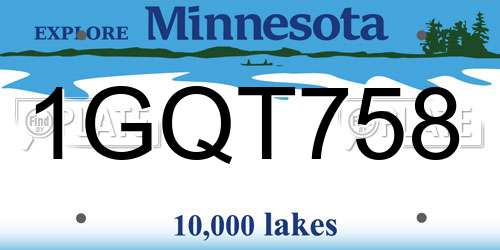 1GQT758 Minnesota License Plate