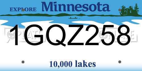 1GQZ258 Minnesota License Plate