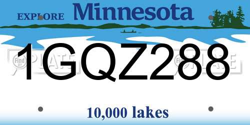 1GQZ288 Minnesota License Plate
