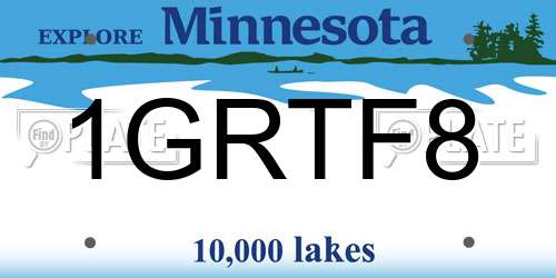 1GRTF8 Minnesota License Plate