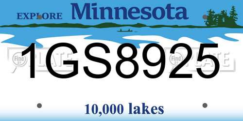 1GS8925 Minnesota License Plate
