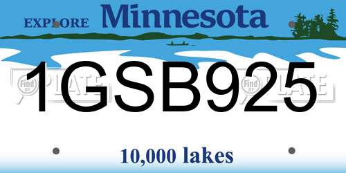1GSB925 Minnesota License Plate