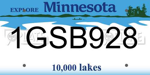 1GSB928 Minnesota License Plate