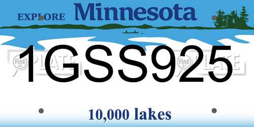 1GSS925 Minnesota License Plate