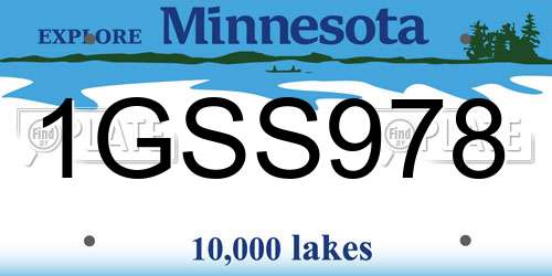 1GSS978 Minnesota License Plate