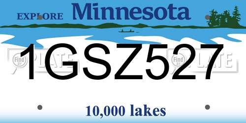 1GSZ527 Minnesota License Plate