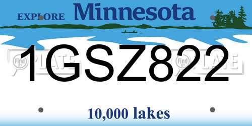 1GSZ822 Minnesota License Plate