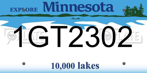 1GT2302 Minnesota License Plate