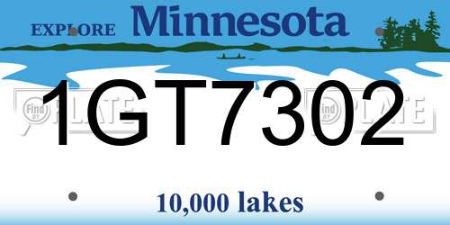 1GT7302 Minnesota License Plate