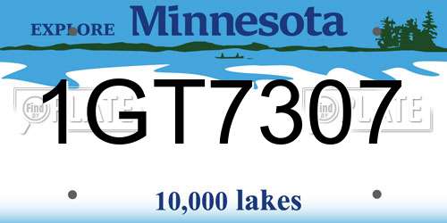 1GT7307 Minnesota License Plate