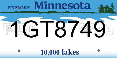 1GT8749 Minnesota License Plate