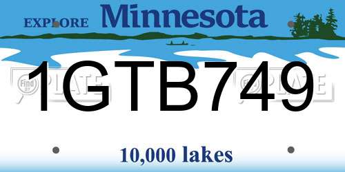 1GTB749 Minnesota License Plate