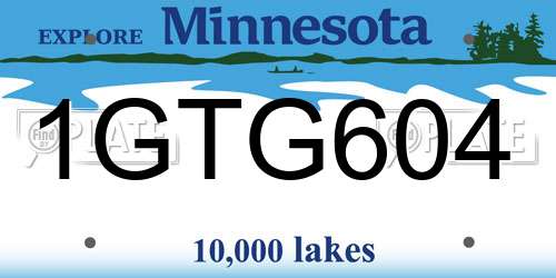 1GTG604 Minnesota License Plate