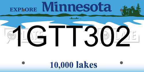 1GTT302 Minnesota License Plate