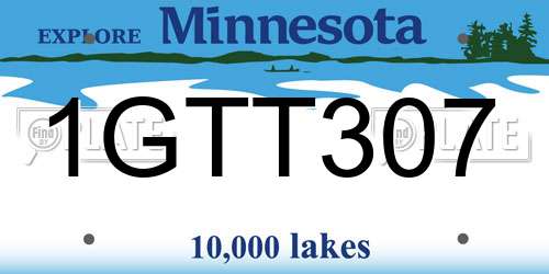 1GTT307 Minnesota License Plate