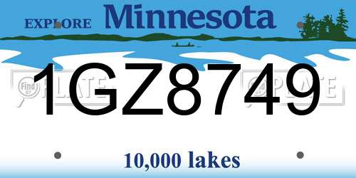 1GZ8749 Minnesota License Plate