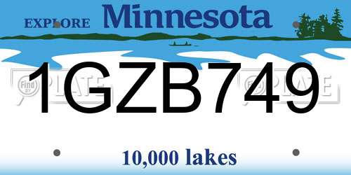 1GZB749 Minnesota License Plate