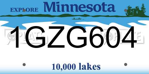 1GZG604 Minnesota License Plate