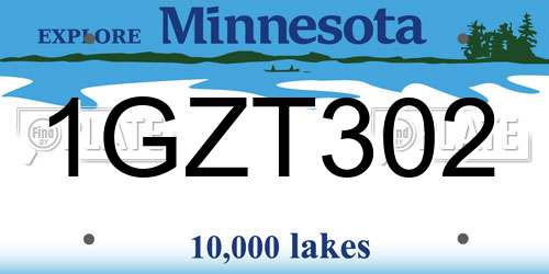 1GZT302 Minnesota License Plate