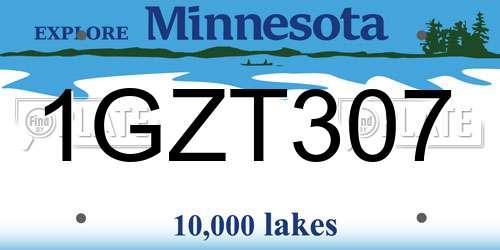 1GZT307 Minnesota License Plate