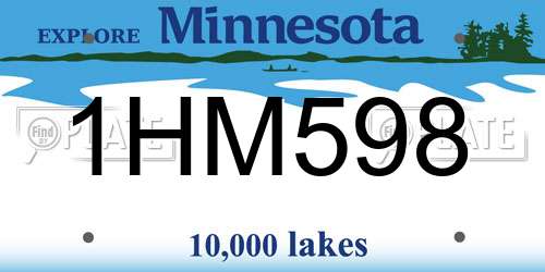 1HM598 Minnesota License Plate