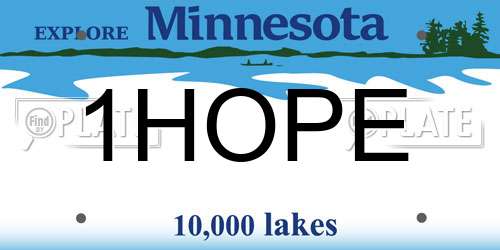 1HOPE Minnesota License Plate