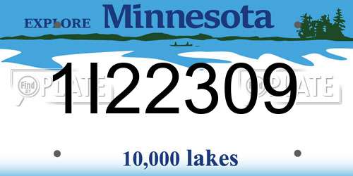 1I22309 Minnesota License Plate