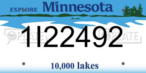 1I22492 Minnesota License Plate