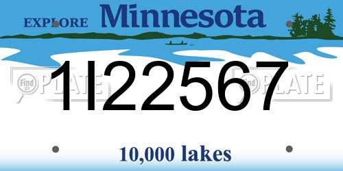 1I22567 Minnesota License Plate