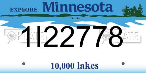 1I22778 Minnesota License Plate