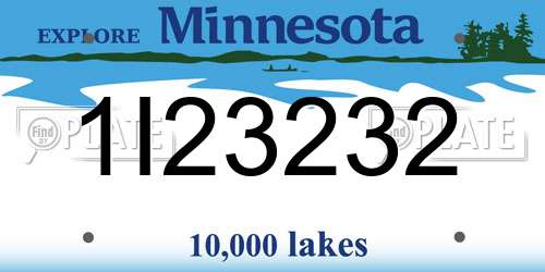 1I23232 Minnesota License Plate