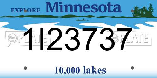 1I23737 Minnesota License Plate