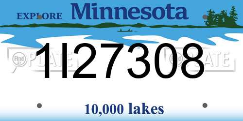 1I27308 Minnesota License Plate