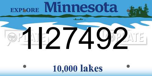 1I27492 Minnesota License Plate