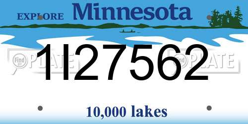 1I27562 Minnesota License Plate
