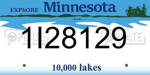 1I28129 Minnesota License Plate