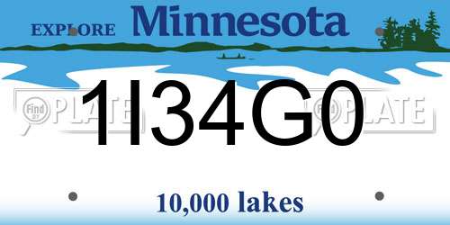 1I34G0 Minnesota License Plate