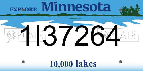 1I37264 Minnesota License Plate