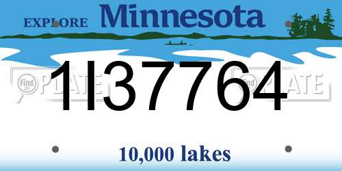 1I37764 Minnesota License Plate