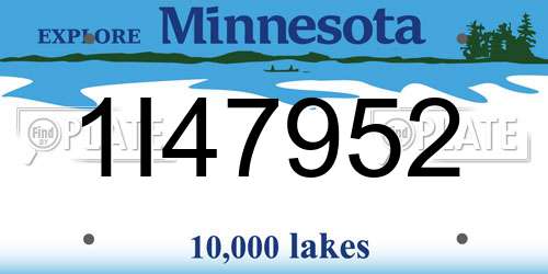 1I47952 Minnesota License Plate