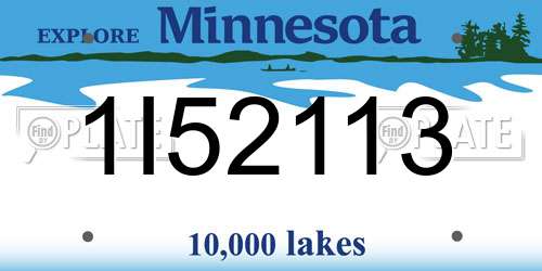 1I52113 Minnesota License Plate