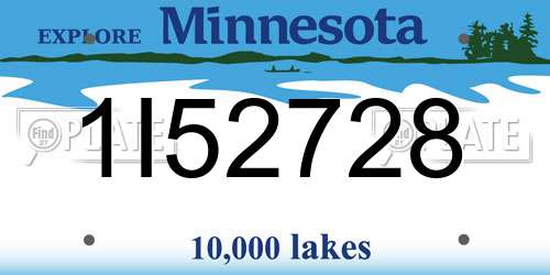1I52728 Minnesota License Plate