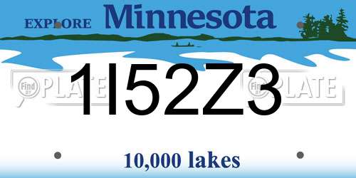 1I52Z3 Minnesota License Plate